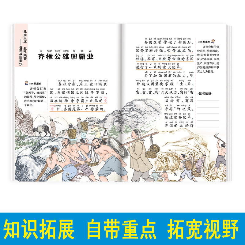 [加厚版]中华上下五千年 [正版]中华上下五千年注音版儿童版写给儿童的历史拼音版小学生漫画书籍七色光童书坊学校老师课外阅