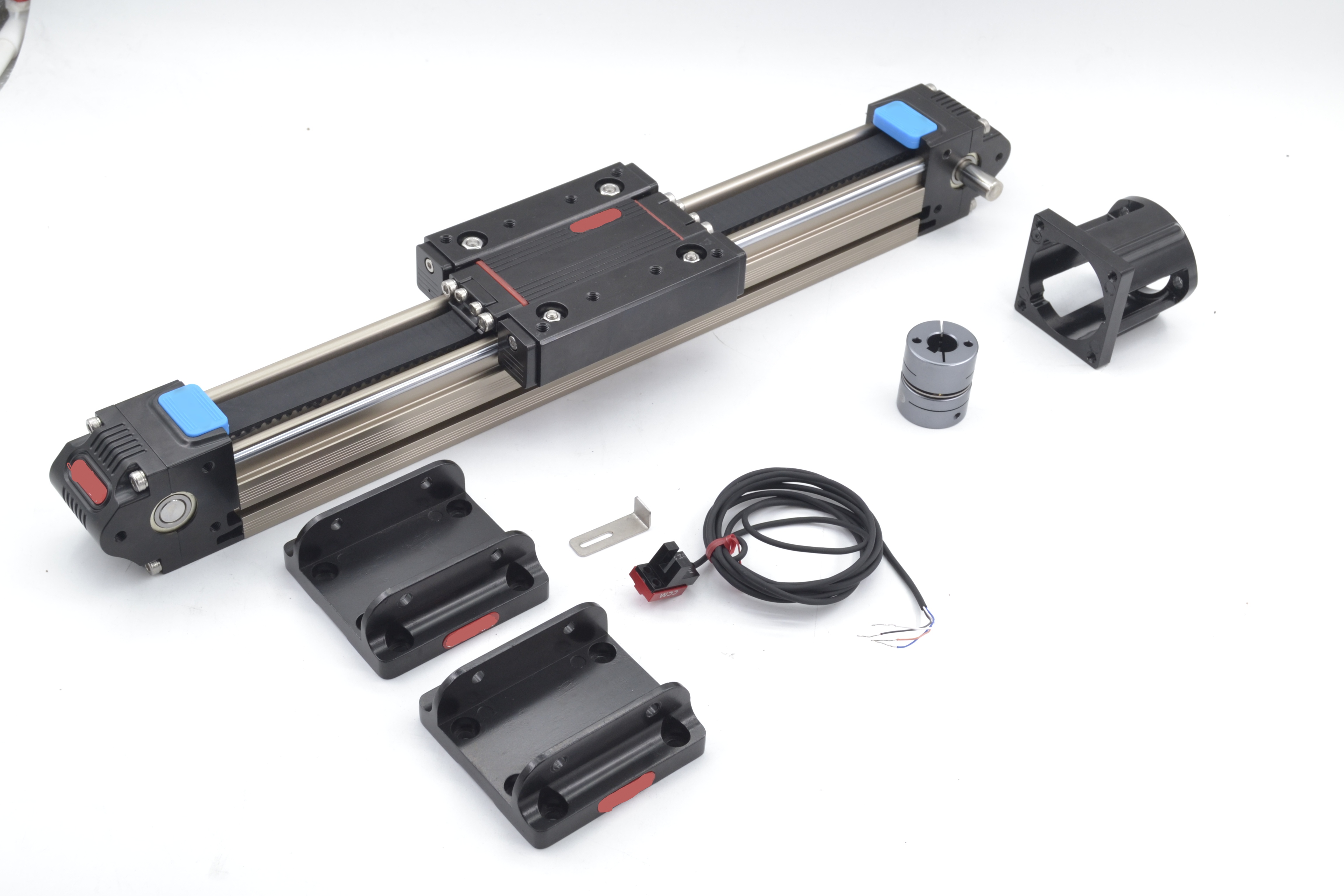同步带模组CCMW50-25-S1000(总长1300mm)-含60伺服电机座*1 联轴器*1 地脚*2 光电开关*3