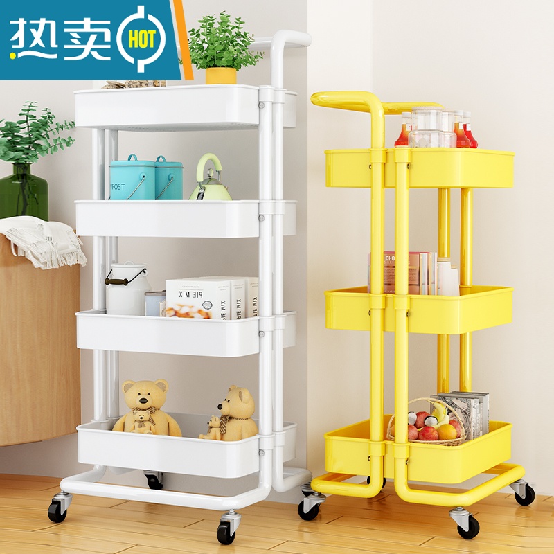 XIANCAI婴儿用品置物架小推车落地多层新生儿卧室床头移动零食收纳储物架高清大图