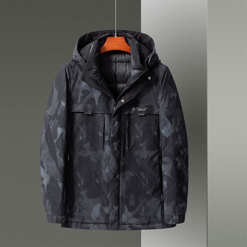 服男秋冬新款时尚休闲潮流外套男士白鸭绒迷彩羽绒服青ccyr2162视频