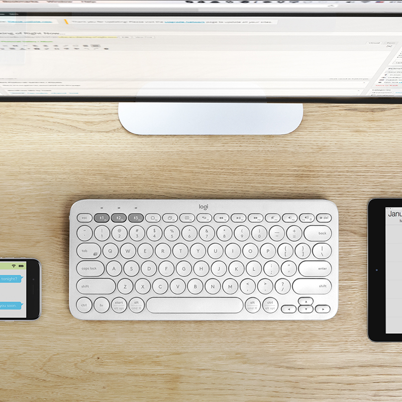 罗技(Logitech)K380多设备无线蓝牙键盘安卓苹果手机电脑平板iPad键盘轻音 芍药白