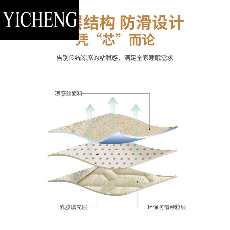 YICHENG夏天乳胶凉席冰丝席可水洗家用三件套儿童单人夏季学生宿舍折叠软