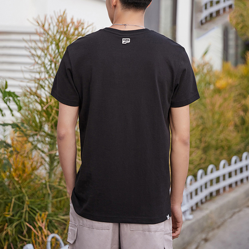 彪马短袖男装T恤2021夏季新款黑色圆领休闲运动服体恤衫531497