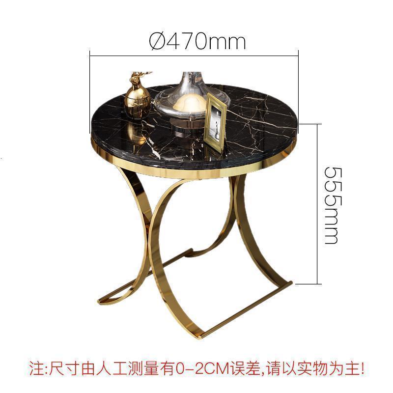 森美人现代简约美式角几客厅边几轻奢大理石沙发边几圆形小茶几 款式2：黑白根