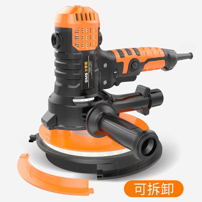 BONJEAN磨墙机墙面打磨机砂纸机腻子粉无尘墙壁磨平机小型电动抛光砂光机 重载长柄款双排灯自带吸尘+送礼包高清大图
