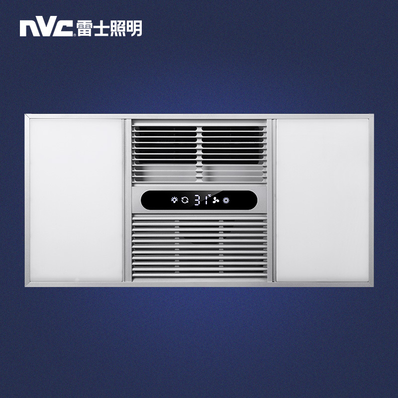 雷士照明(NVC)浴霸LED灯具五合一嵌入式触碰智能开关取暖吹风换气数显照明300×600MM机械开关10W-10W以上
