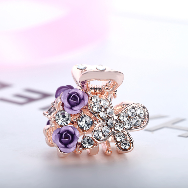 水钻刘海夹顶夹发卡子小号抓夹头发饰品发夹女弹簧夹发箍边夹发圈蝴蝶