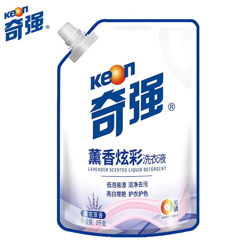 奇强薰香炫彩系列8斤低泡易漂洗环保节水去油污亮白洗衣液(自立袋)2kg*2袋 内衣皂100g*4块