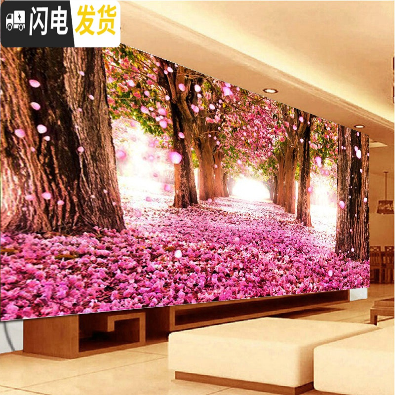 三维工匠钻石画新款客厅浪漫樱花树风景2019满贴砖大气自己 [满钻]110*40cm[炫彩魔方AB][全部贴]多配十字绣高清大图