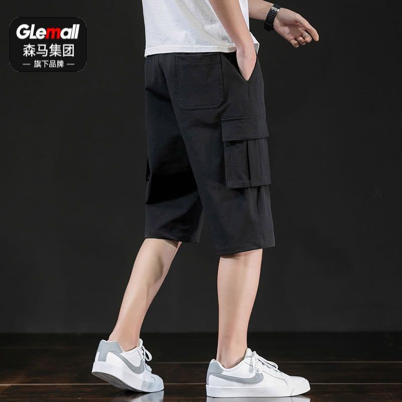森马集团旗下GLEMALL短裤子男夏季新款潮流休闲黑色工装五七分裤图片