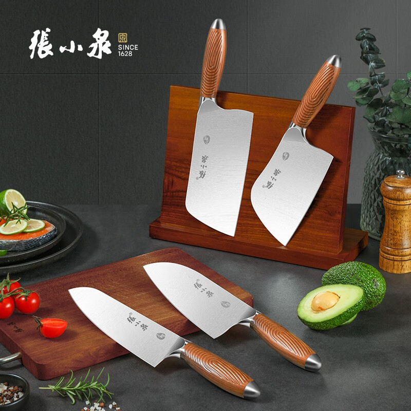 张小泉大师印·松涧斩切刀303mm*180mm*84mm传统手工湿式锋利更耐用V型渐薄式开刃食材锋利切入高清大图