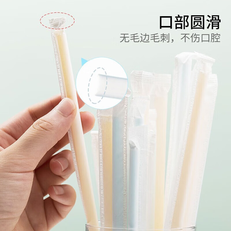 茶花(CHAHUA)一次性吸管 独立包装食品级可弯曲饮料用儿童老人产妇用100支高清大图