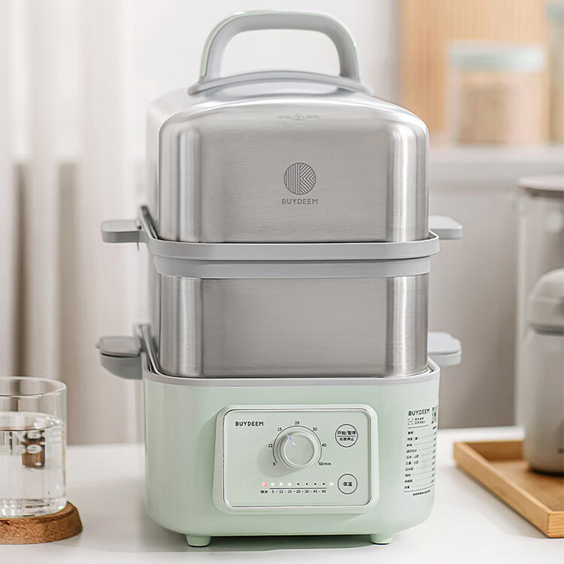 北鼎电蒸锅不锈钢家用大容量蒸锅炖蒸煮一体锅浅杉绿G5253高清大图