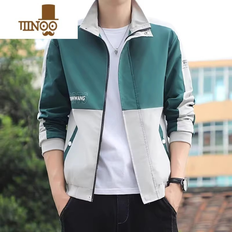 YANXU2023新款男士立领宽松拼接工装夹克帅气休闲外套男
