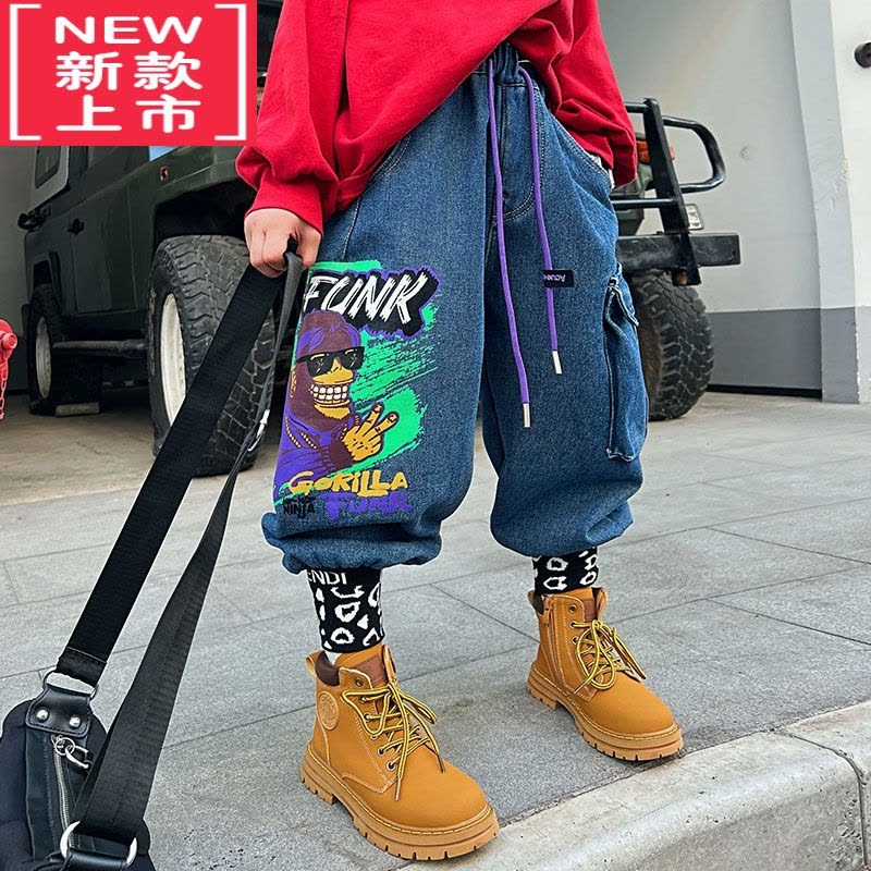 可莉允男童加绒裤一体绒牛仔裤秋冬款儿童保暖冬装洋气冬季加厚小孩裤子保暖裤图片