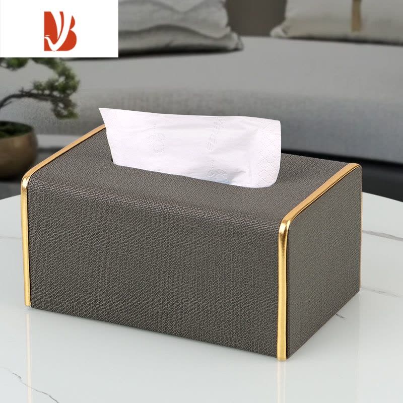 三维工匠纸巾盒抽纸盒家用客厅轻奢创意茶几收纳盒纸抽盒遥控器收纳盒 古铜灰(单用款H-02)图片