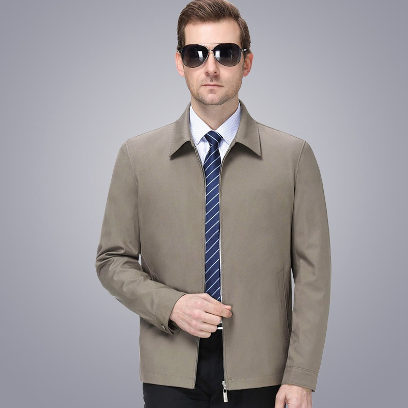 时尚潮流棒球领真丝薄款春秋外套爸爸装中老年茄克男领导干部工装视频