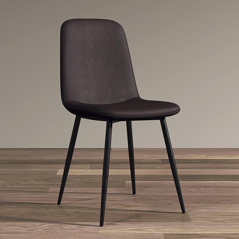 汐岩北欧轻奢餐椅现代简约靠背休闲餐厅咖啡厅电脑家用桌椅凳子 黑腿棕色