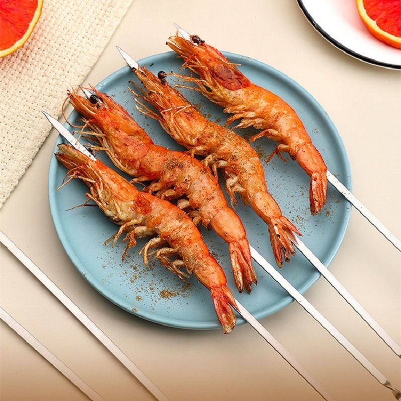 烧烤签子不锈钢扁签烧烤用具烤针羊肉串铁签烤肉签串针钢签X7163高清大图
