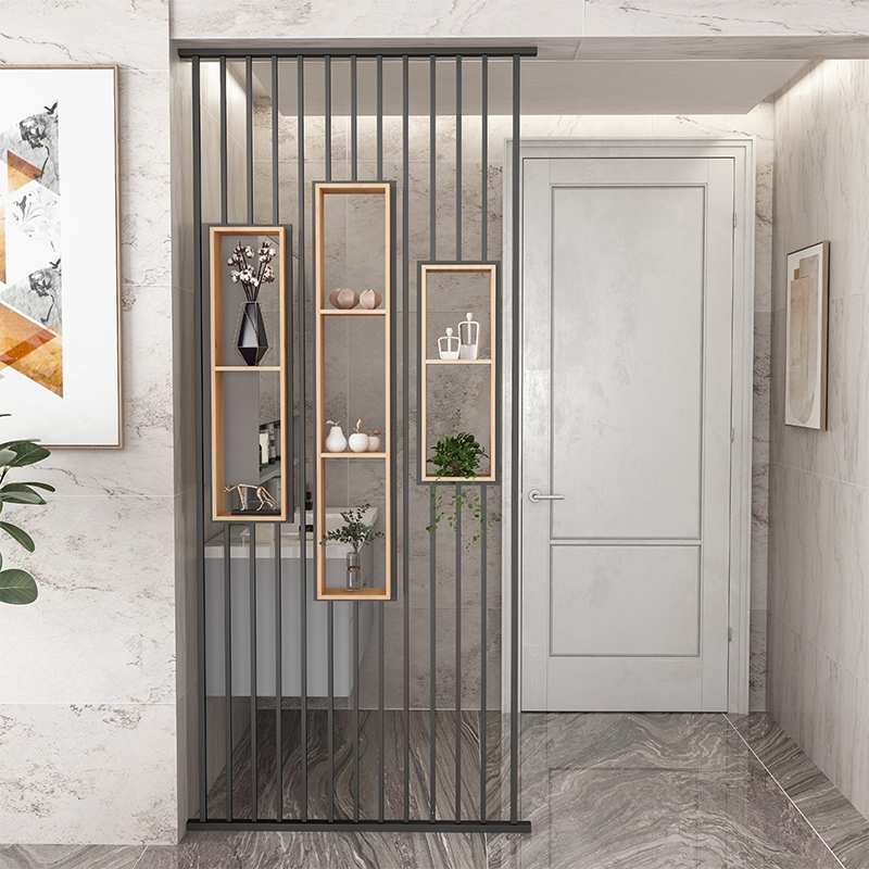 客厅铁艺屏风置物架入户洗手台古达c挡煞玄关装饰餐厅镂空矮隔断墙