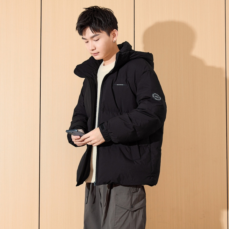 [2.5折价354元]唐狮冬季新款男士羽绒服撞色连帽拉链款外套厚实保暖面包服潮