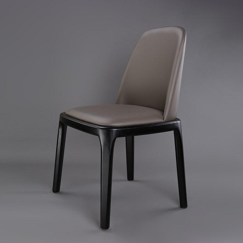 汐岩椅子家用实木餐椅现代简约凳子靠背椅书桌椅北欧实木椅化妆椅 高级灰黑腿耐磨皮无扶手