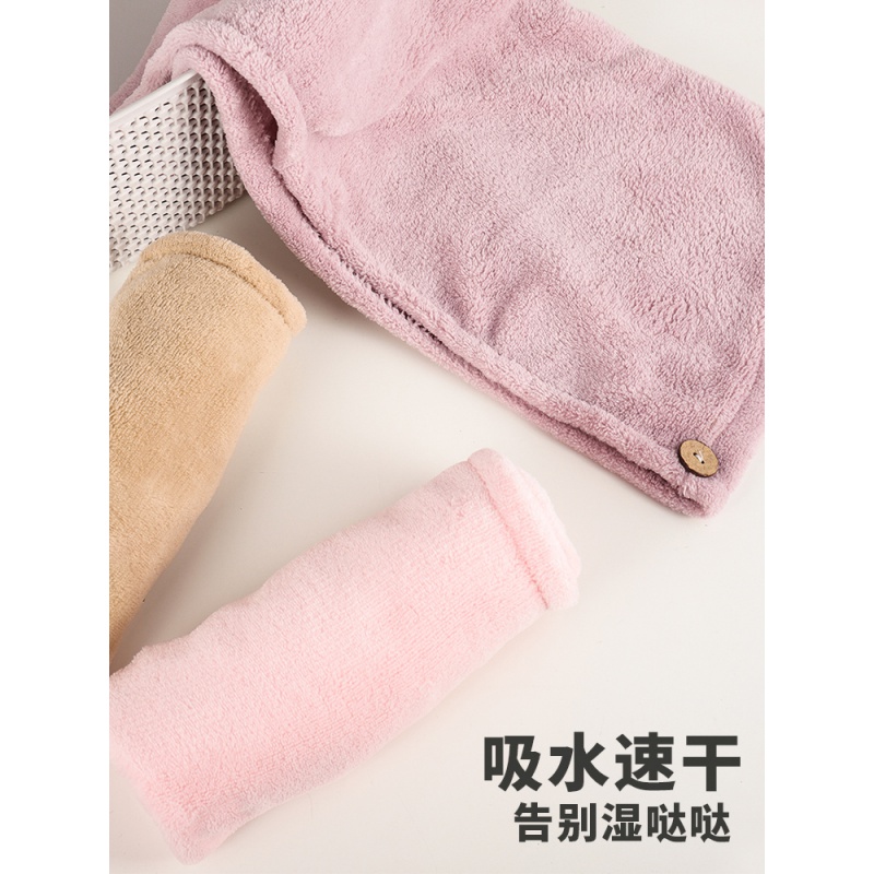 干发帽女吸水速干浴帽包头巾帽擦头发洗头巾毛巾加厚可爱 三维工匠 珊瑚绒干发帽(咖色+紫色)高清大图