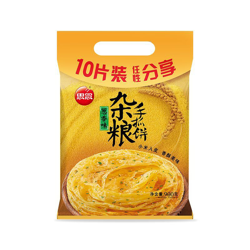 思念手抓饼速食半成品面食杂粮葱香手抓饼900g*3袋30片
