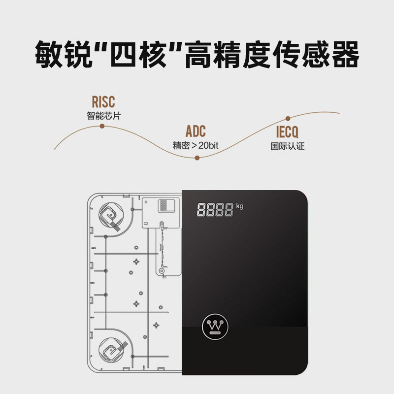 西屋智能多功能电子秤 WES-007 精准测量低电量提示时尚简约设计高清大图