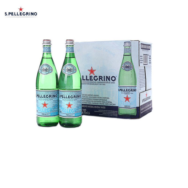 [矿物质水]圣培露(S.PELLEGRINO)天然气泡矿泉水玻璃瓶 750ml*12瓶/箱进口饮用水 意大利进口