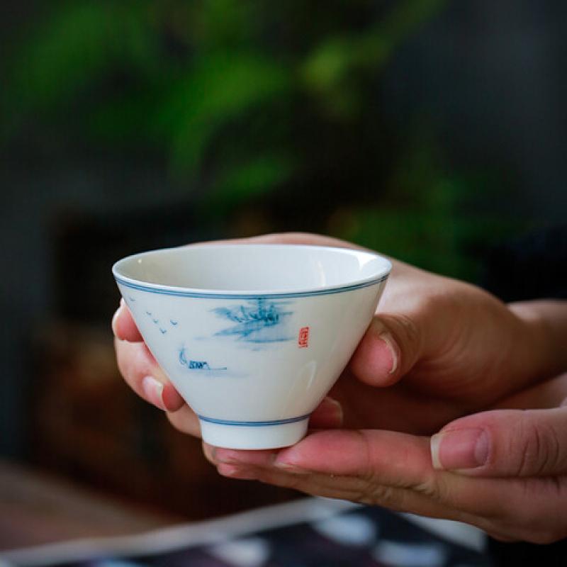 苏氏陶瓷(SUSHI CERAMICS) J01 手绘品茗杯 65ml*6个 (单位:盒)高清大图