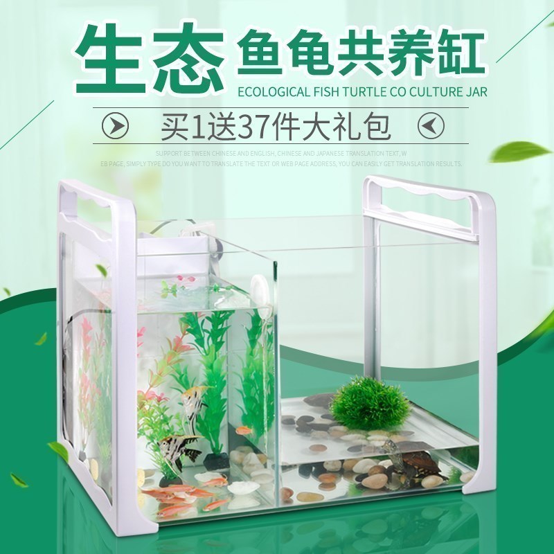 乌龟金鱼鱼缸龟鱼和鱼龟混养缸两用一体生态客厅深水龟小型二合一高清大图