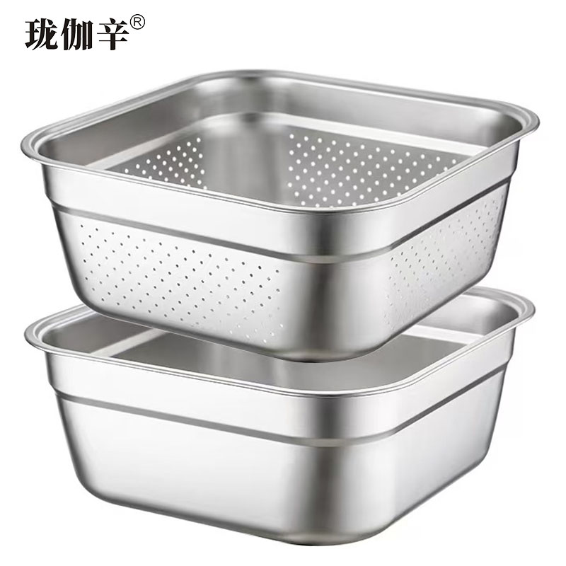 珑伽辛 不锈钢方盆漏盆 40cm*40cm/个高清大图