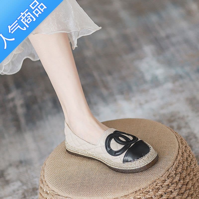 SUNTEK小香风渔夫鞋女2023新款厚底一脚蹬单鞋浅口懒人乐福鞋配裙子图片