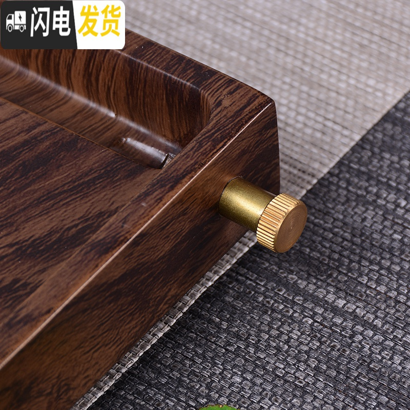 三维工匠功夫茶具小茶盘实木家用整块干泡简易茶盘石茶台排水茶海简约小号 如意茶盘尺寸35.8*19
