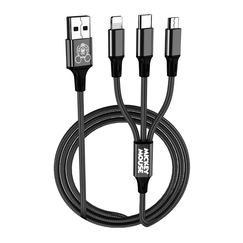 迪士尼一拖三数据线5A闪充安卓type-c可爱三合一66W超级快充线适用于小米华为手机LF28高清大图