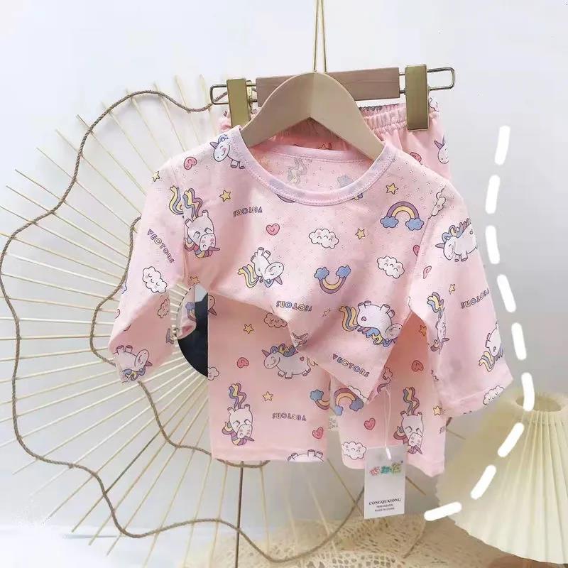 儿童卡通呼吸棉7分家居服套装宝宝卡通空调服棉质睡衣春夏童装薄威珺