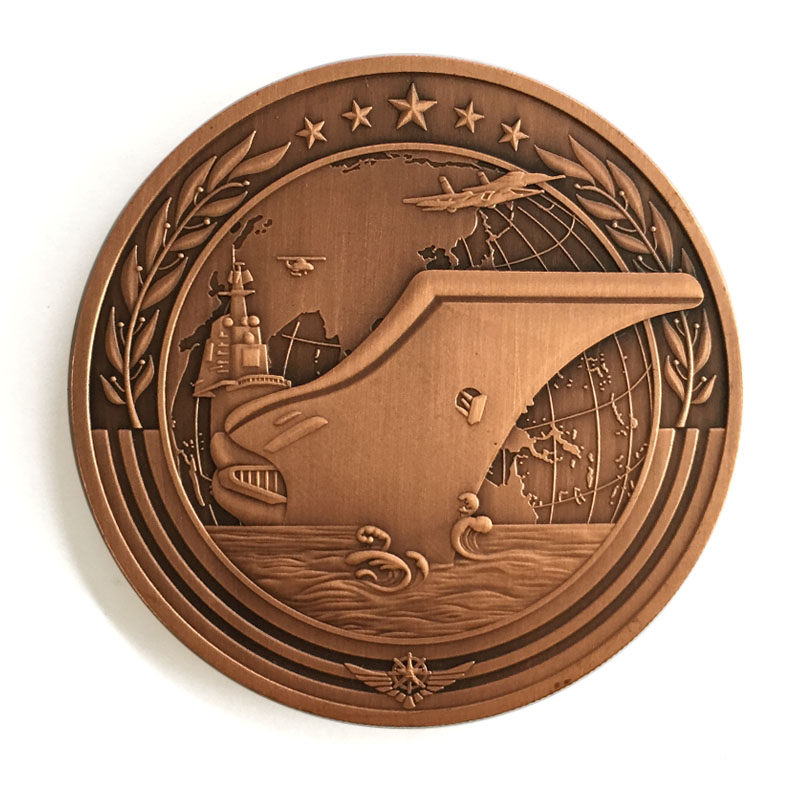 航母首航纪念章 紫铜 航母纪念章 直径60mm