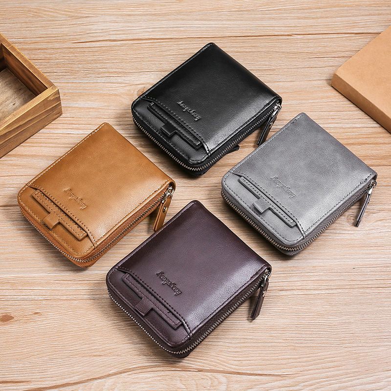 男士钱包短款拉链多功能卡包男青年学生横竖款大容量皮夹子零钱包