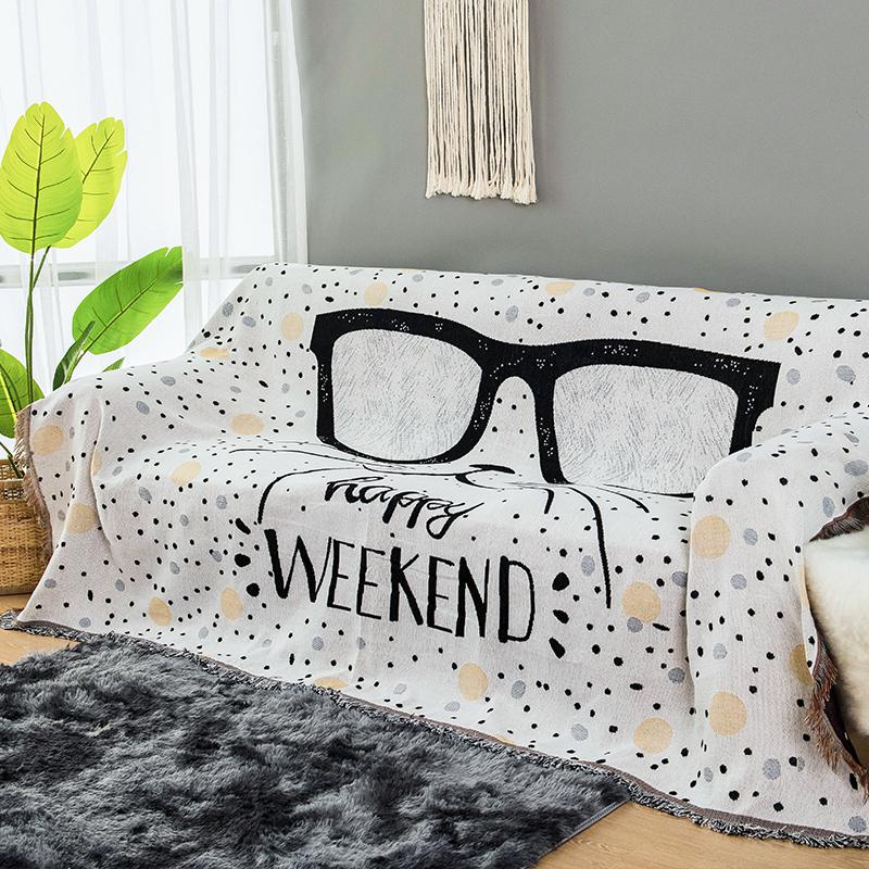 家柏饰(CORATED)北欧双面全盖沙发布沙发巾沙发毯布单沙发套罩沙发垫盖布 蜂窝交织-肤色 230*275cm高清大图