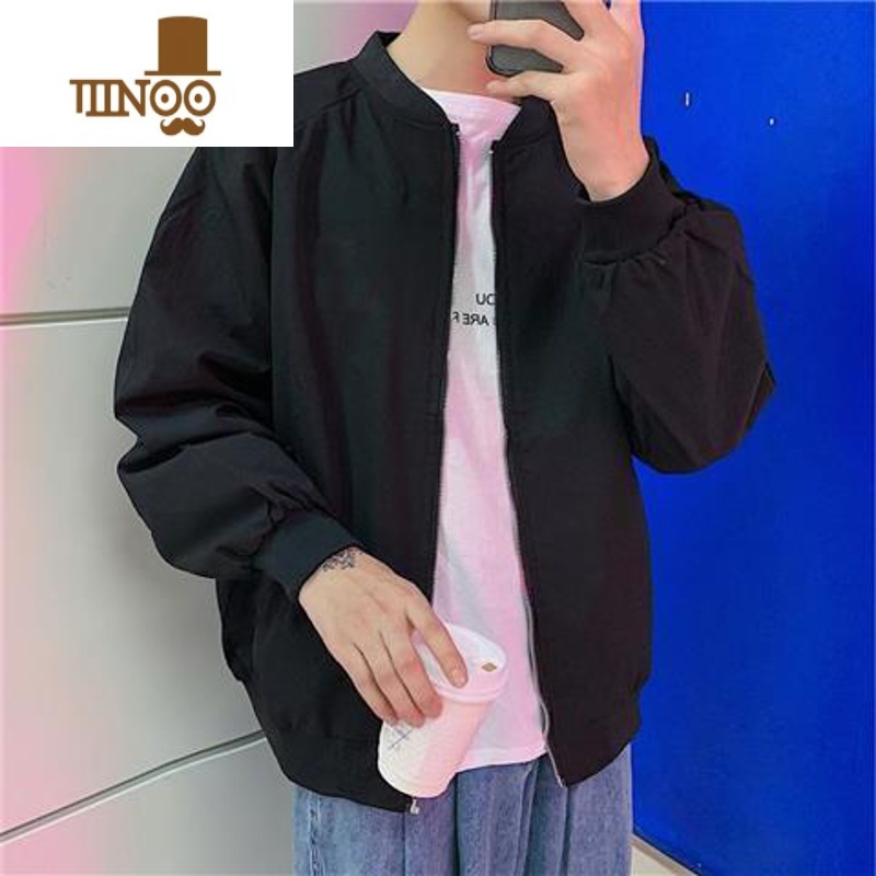 YANXU秋季新款男士工装外套韩版潮流ins休闲运动棒球服帅气夹克上衣服 薄款银拉链黑色 2XL115-145斤