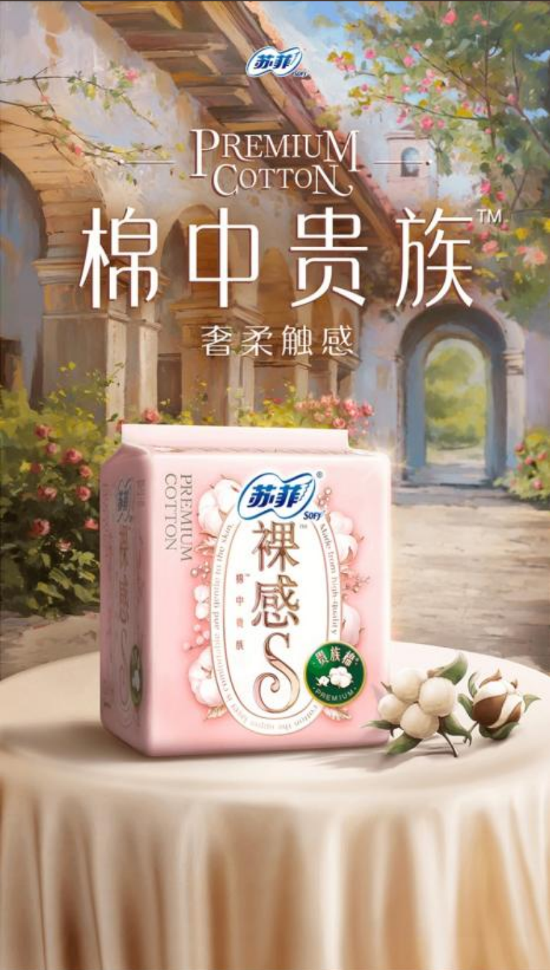 苏菲裸感S贵族系列日用卫生巾25cm12片高清大图