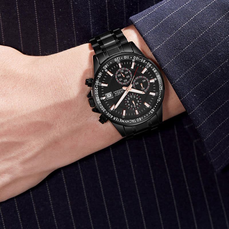 ORSGA手表男简约男士手表绿水鬼男士多功能手表防水三针六眼日历时尚休闲商务学生男表石英表腕表9026G图片