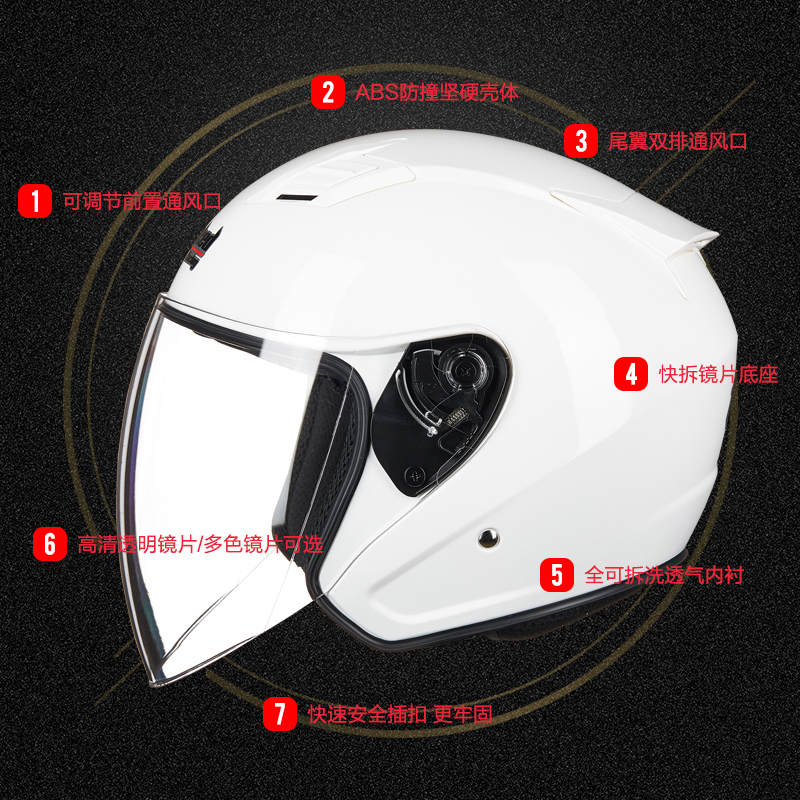 企购优品坦克（Tanked Racing）头盔电动车头盔女男通用款时尚安全帽四季通用T536 白色 XL码
