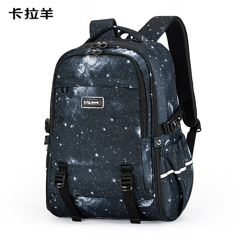 卡拉羊大容量超轻机能双肩包TX5113黑高清大图