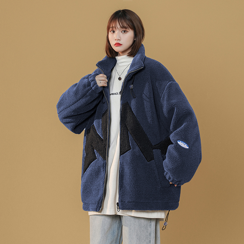 DEBRAND羊羔绒外套女ins潮2021冬季新款加厚保暖字母印花百搭棉衣