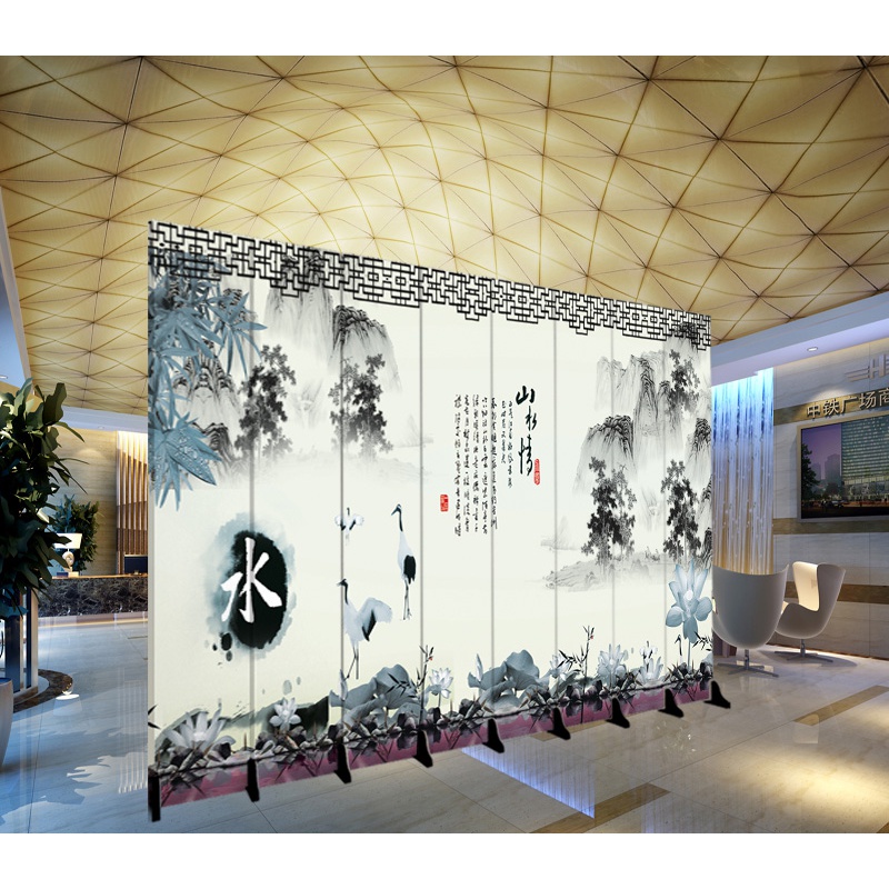 定制LOGO屏风隔断客厅玄关酒店办公室折叠移动装饰背景墙折屏 8扇防透(3.2米宽1.8米高)高清大图