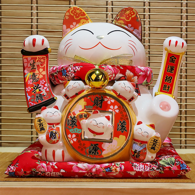 猫摆件开业大号日式店铺收银台陶瓷家居装饰礼品存钱罐 三维工匠 财源滚滚[12寸摇手]猫高清大图