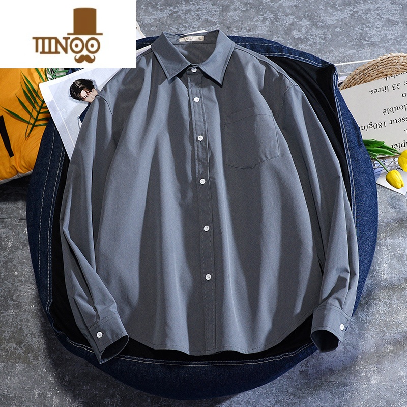 YANXU基础款衬衣日系dk制服白衬衫男士长袖潮男装设计感小众上衣衬现在高清大图