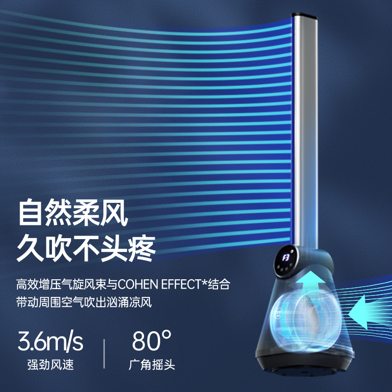 美国西屋(Westinghouse)无叶电风扇WTH-TS5013R家用落地塔扇遥控空气循环立式低音低噪柔风节能空调扇
